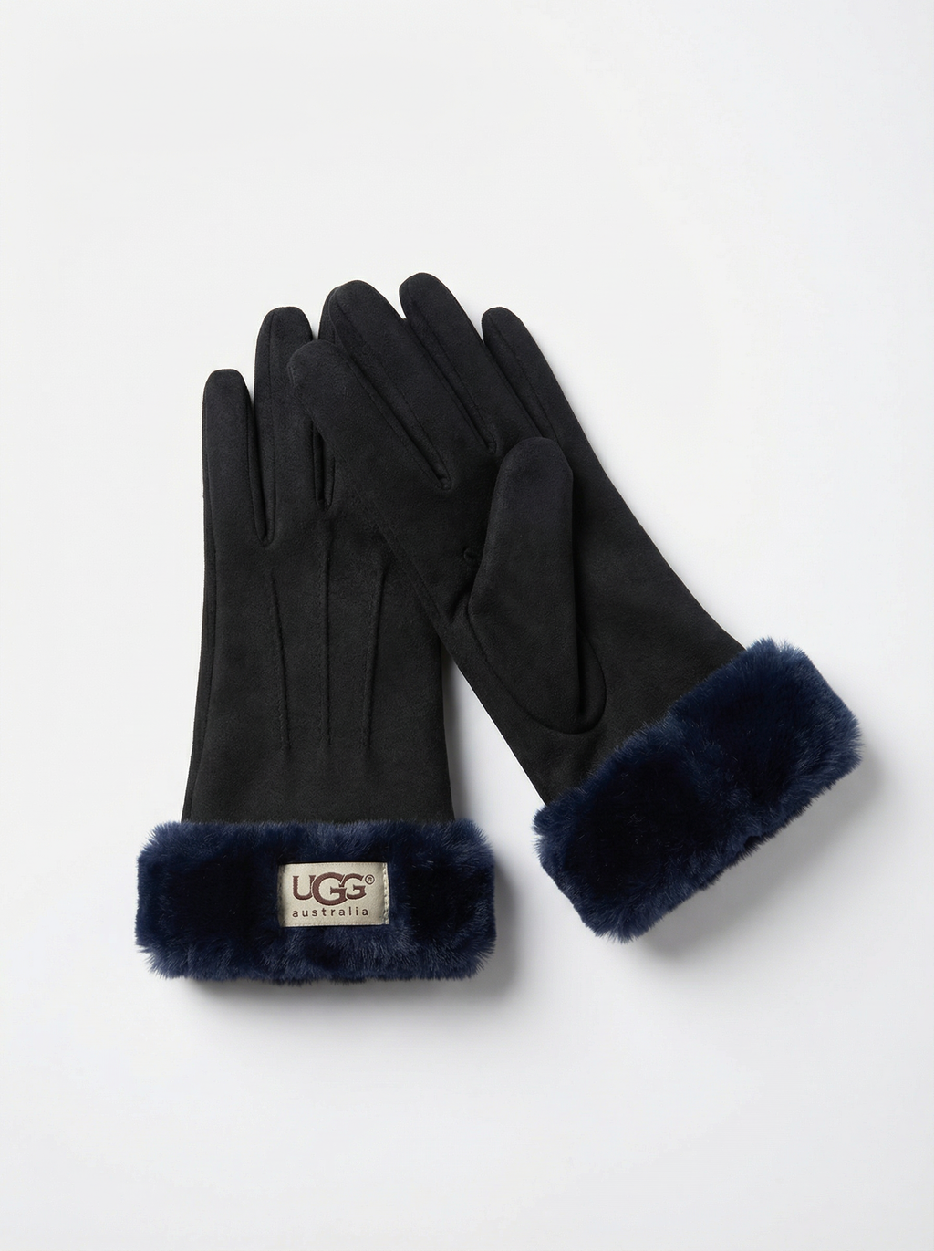 UGG Australia Women's Suede Gloves with Faux Fur Trim
