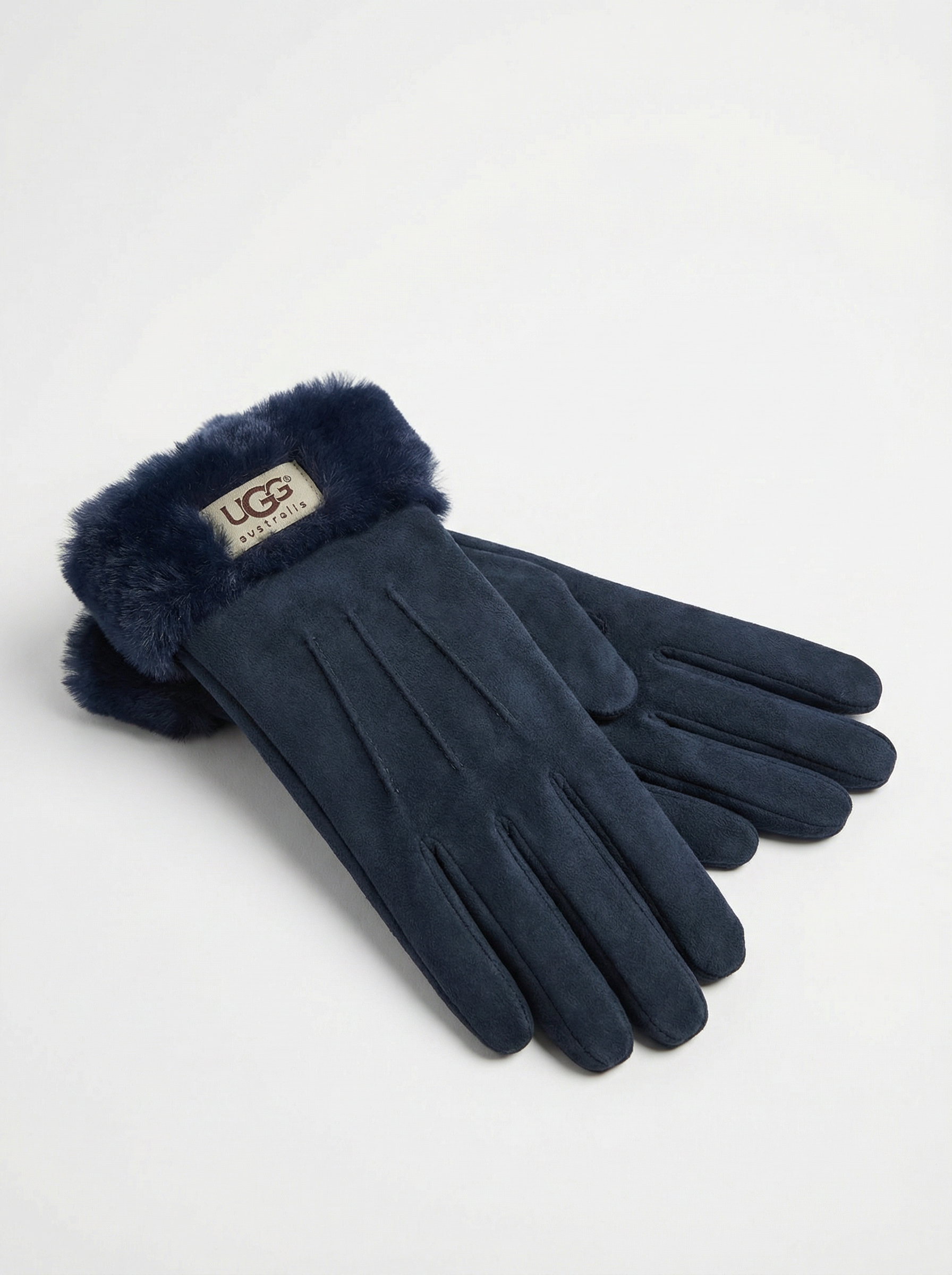 UGG Australia Women's Suede Gloves with Faux Fur Trim