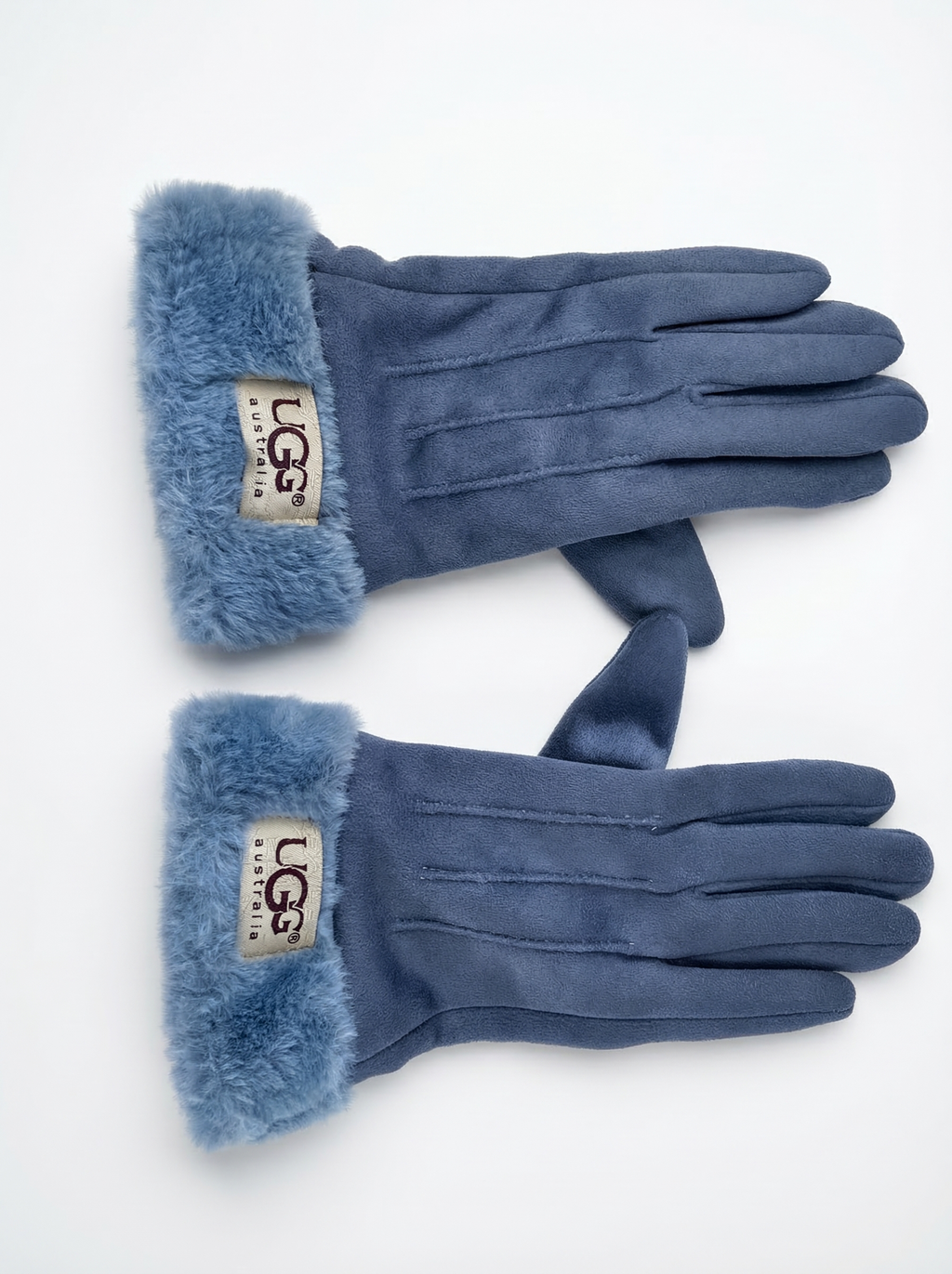 UGG Australia Women's Suede Gloves with Faux Fur Trim