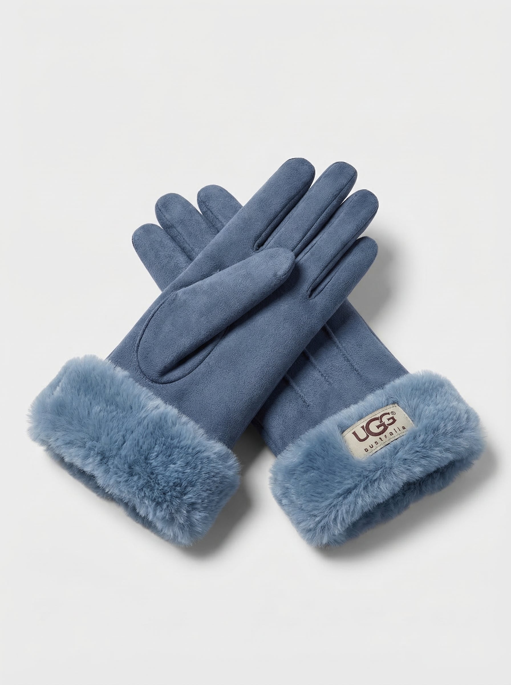 UGG Australia Women's Suede Gloves with Faux Fur Trim