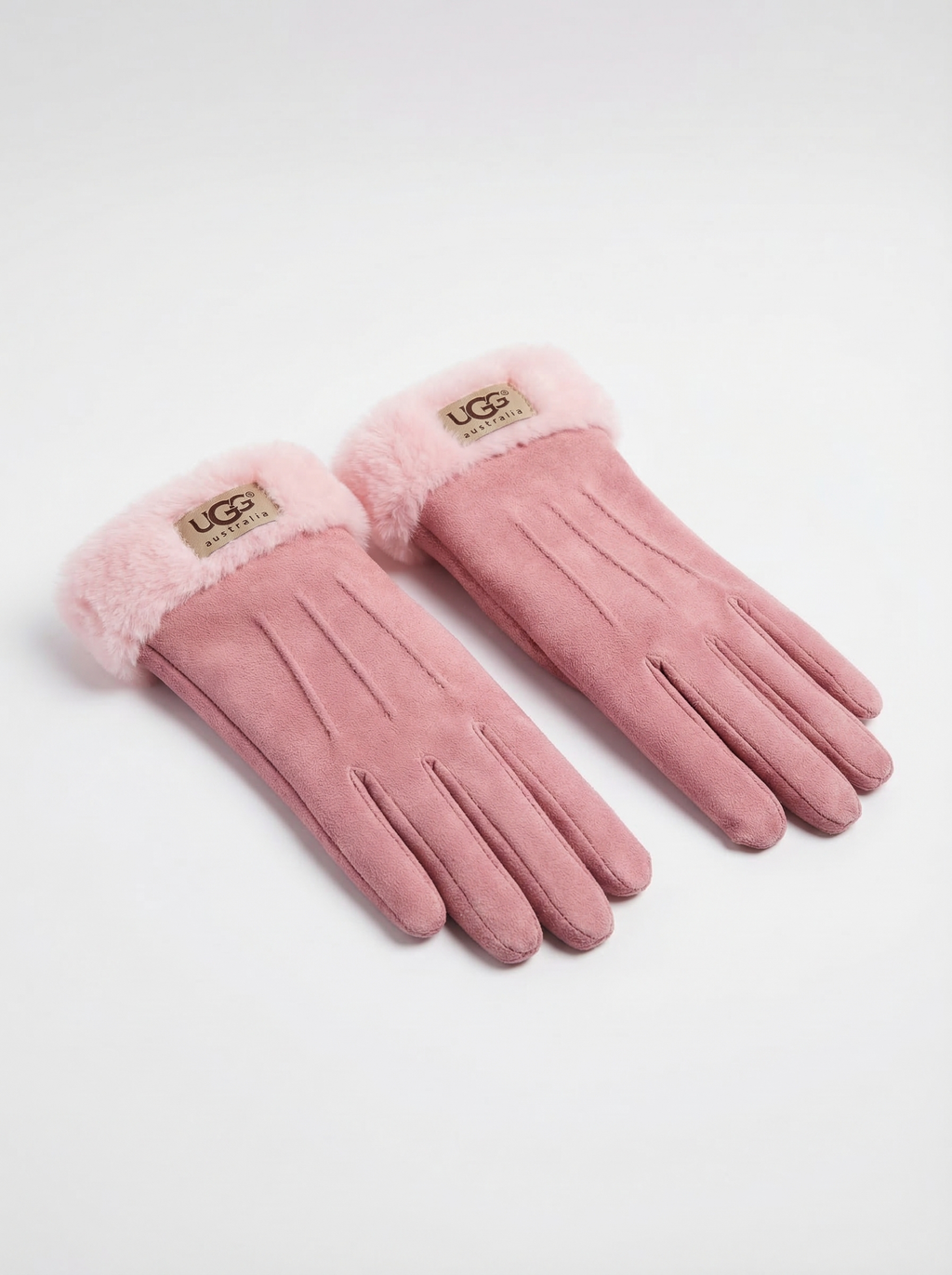 UGG Australia Women's Suede Gloves with Faux Fur Trim