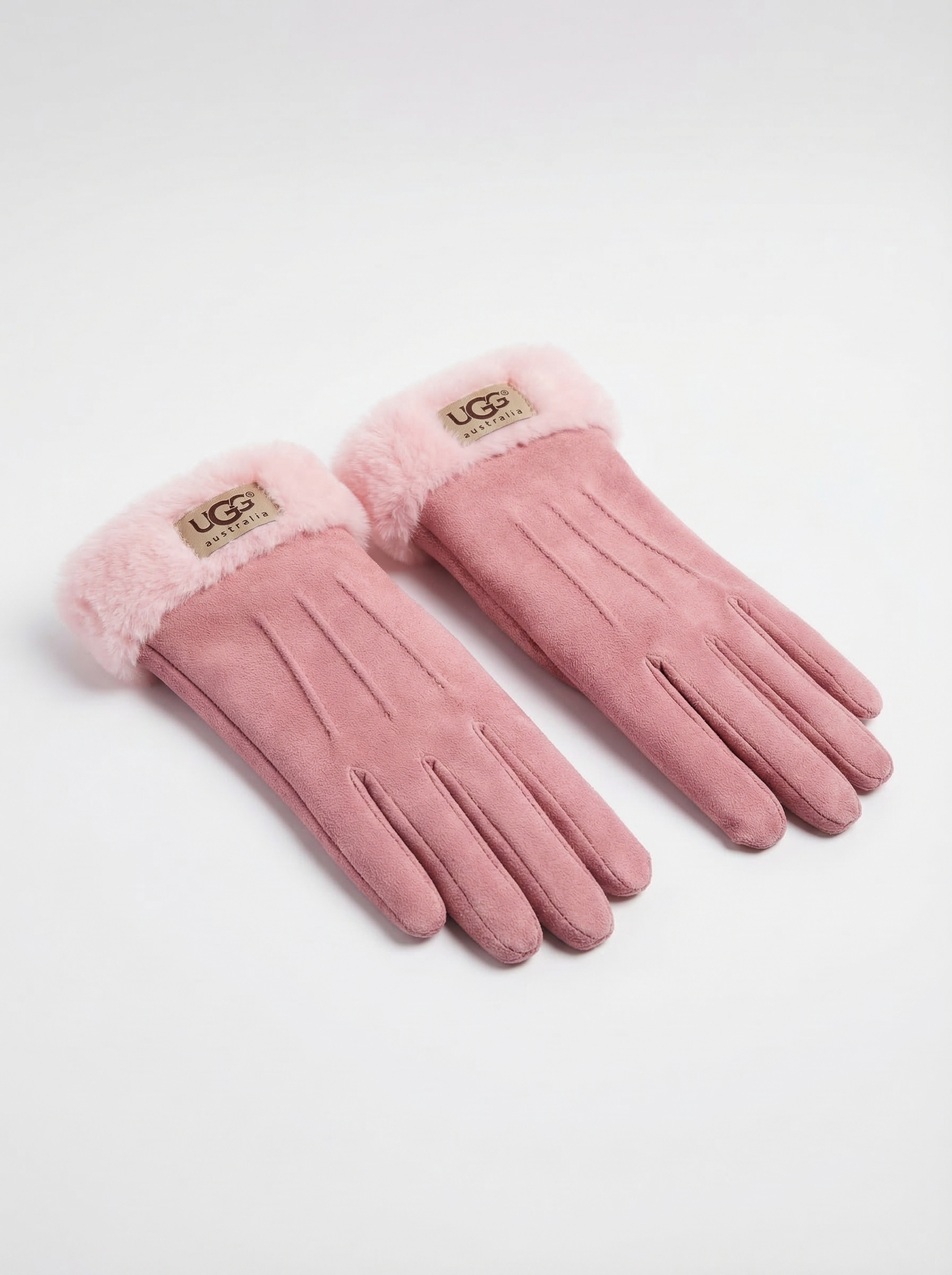 UGG Australia Women's Suede Gloves with Faux Fur Trim
