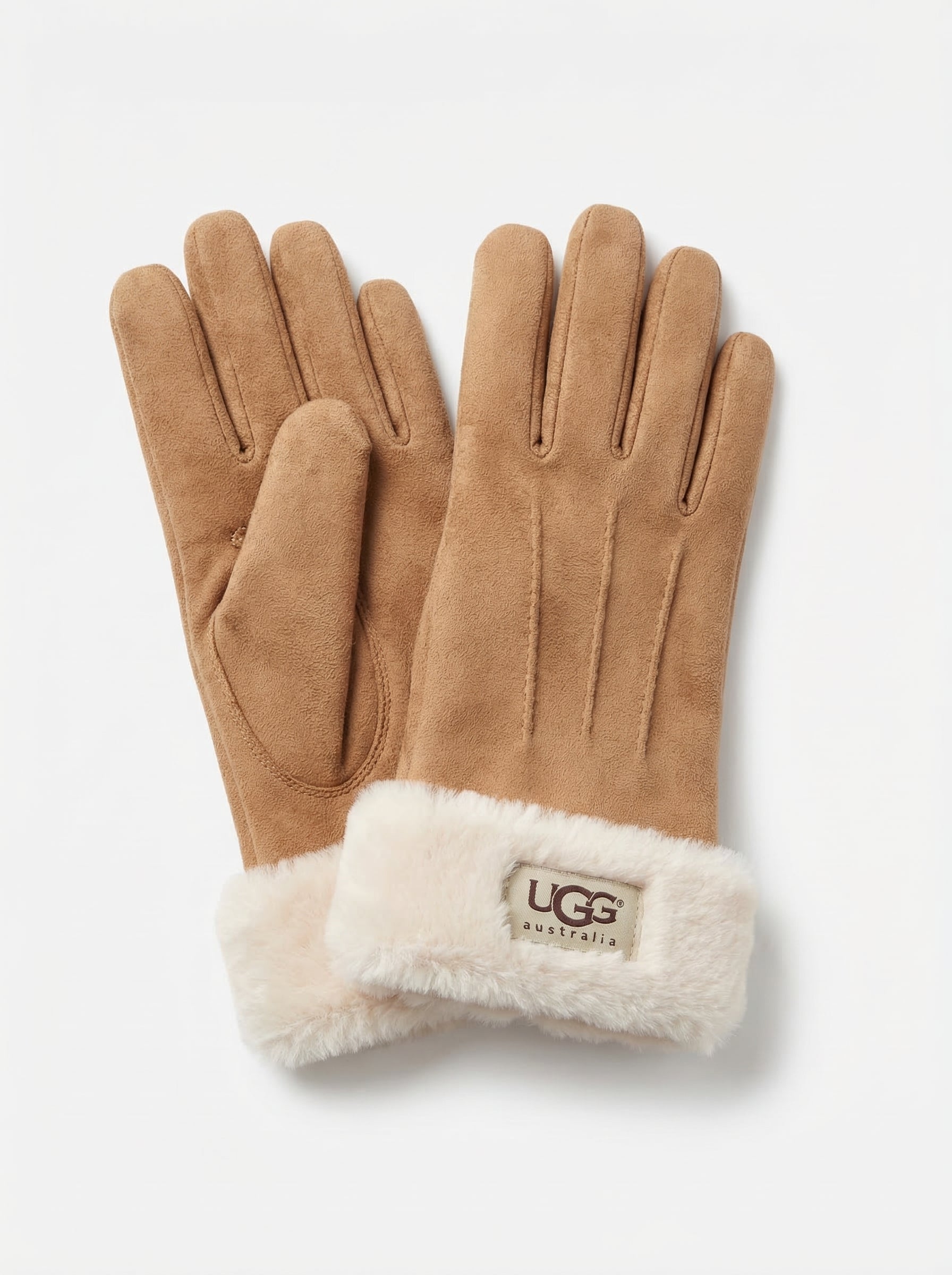 UGG Australia Women's Suede Gloves with Faux Fur Trim