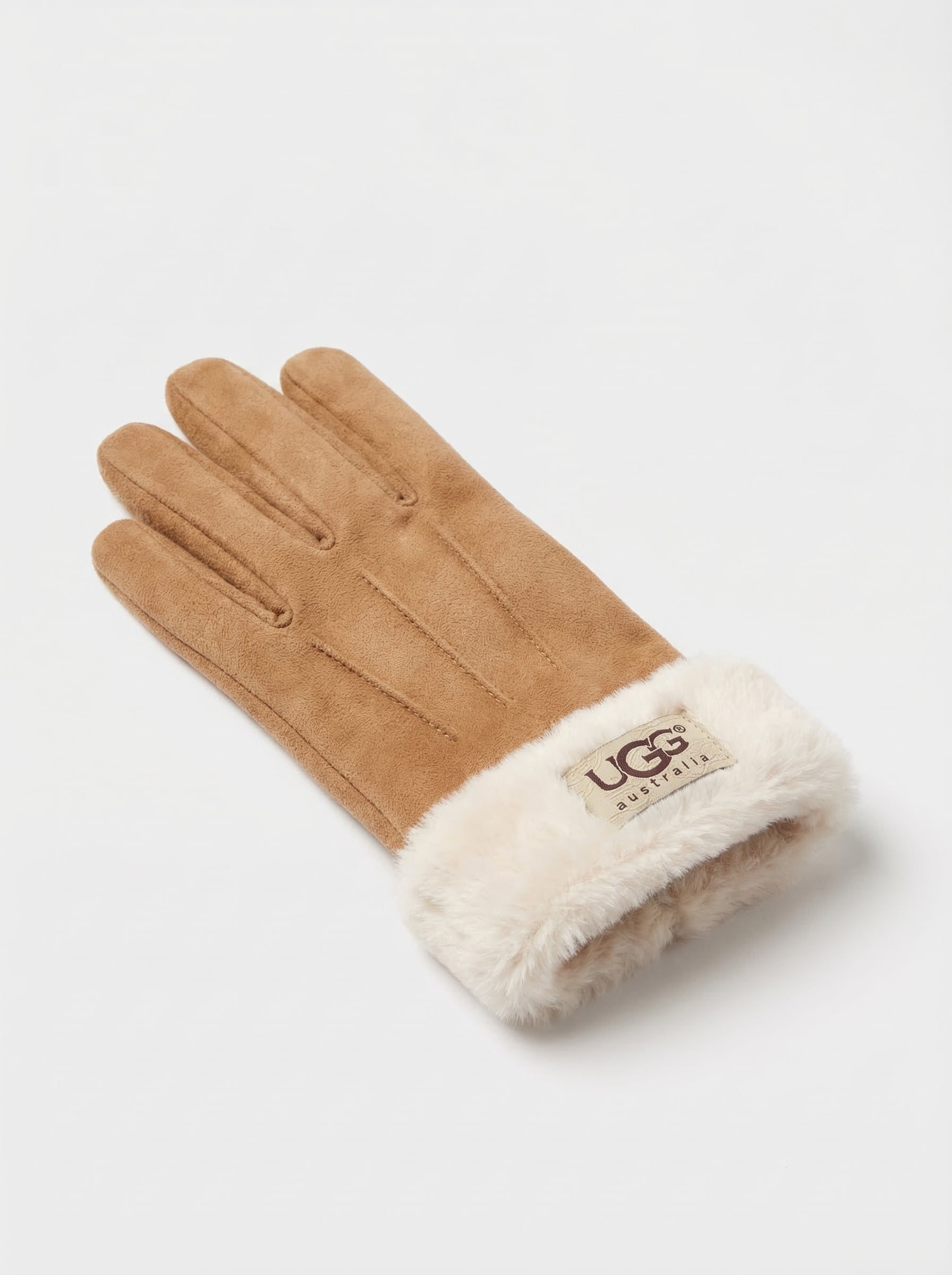 UGG Australia Women's Suede Gloves with Faux Fur Trim