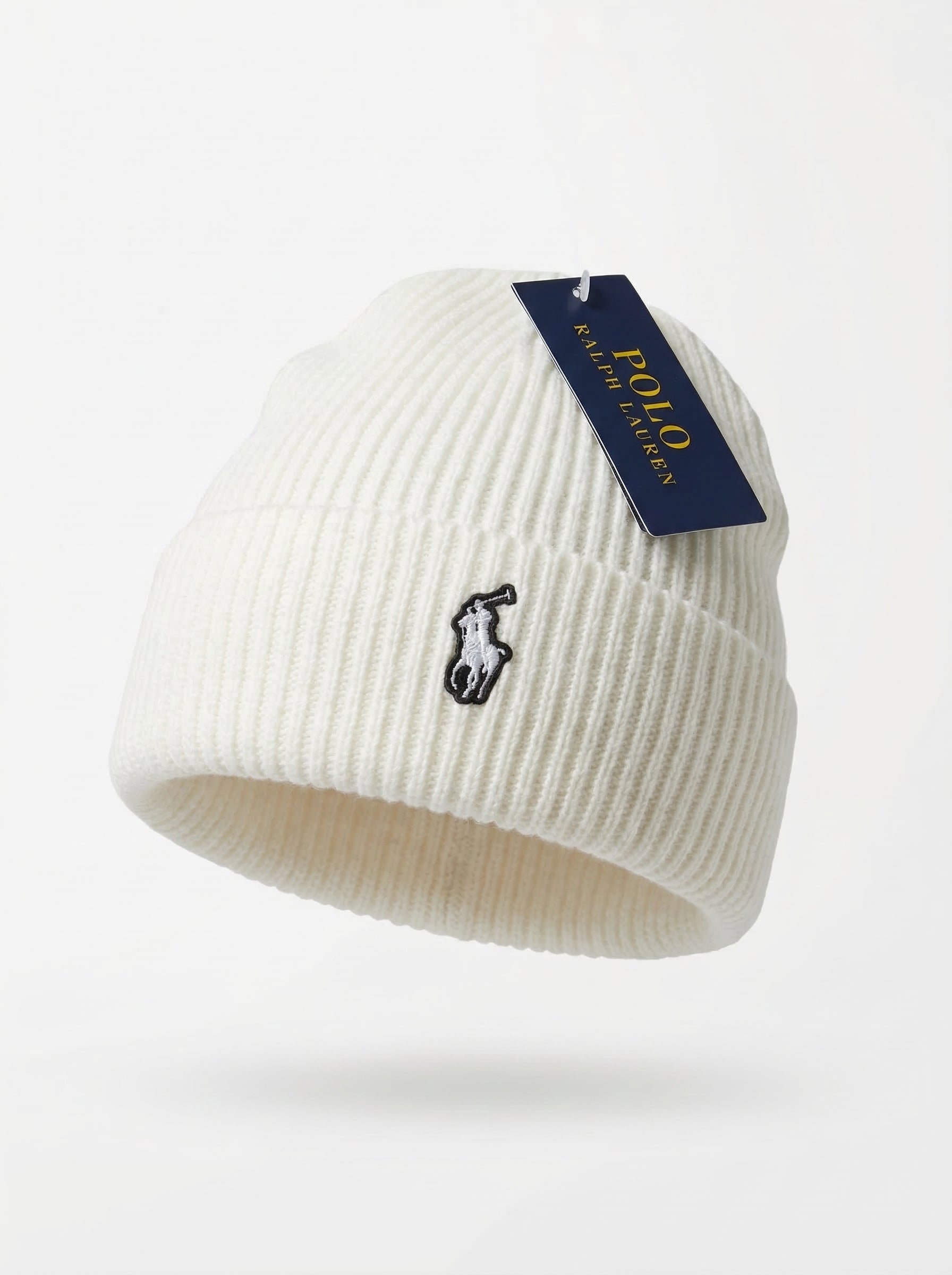 Polo Ralph Lauren Signature Pony Ribbed Beanie with White Logo