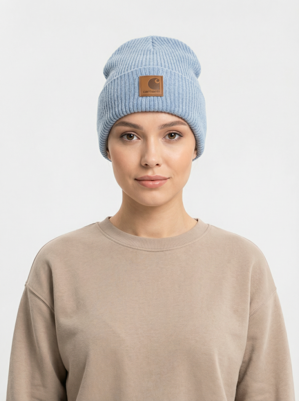 Carhartt WIP Essential Ribbed Knit Beanie with Brown Logo