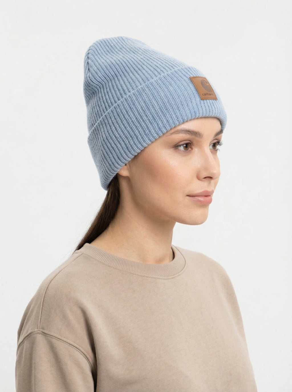 Carhartt WIP Essential Ribbed Knit Beanie with Brown Logo