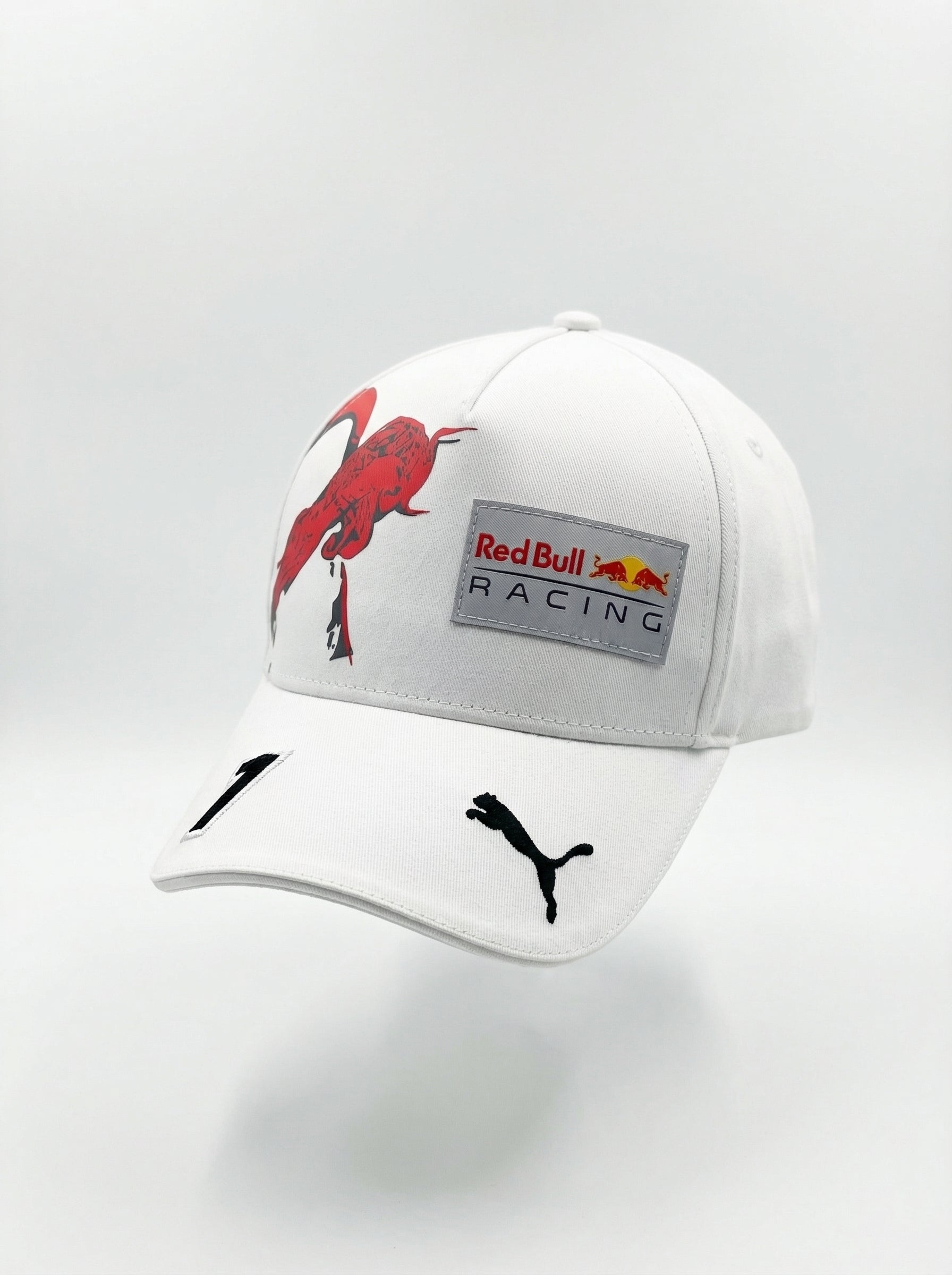 Red Bull Racing x PUMA F1 Team Cap White with Red Bull Graphic & Driver Number 1