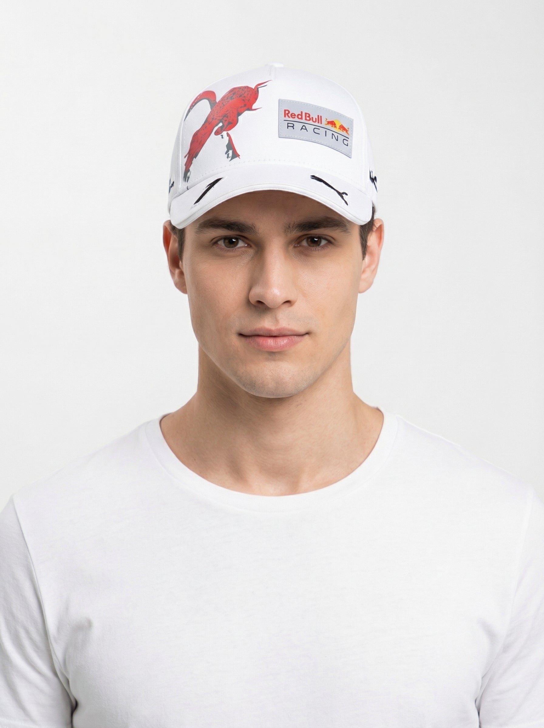 Red Bull Racing x PUMA F1 Team Cap White with Red Bull Graphic & Driver Number 1